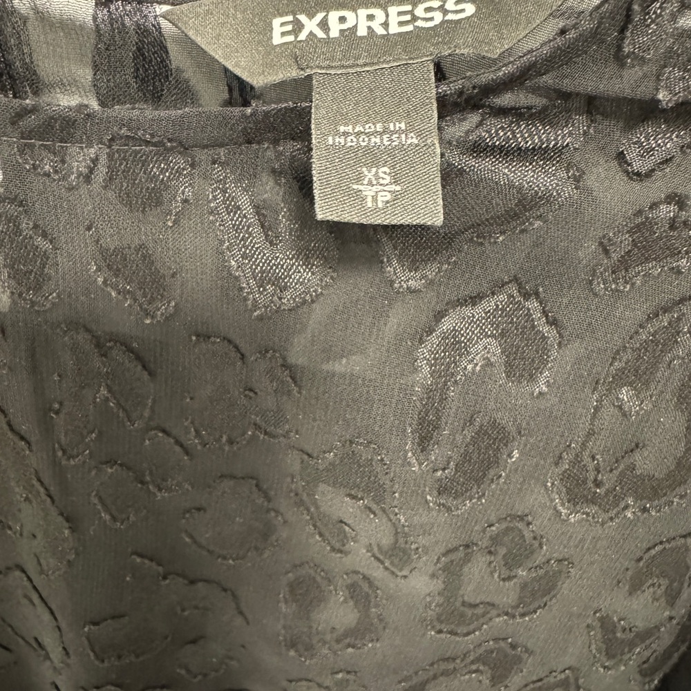 Express Black Sheer Leopard-Texture Long Sleeve B… - image 3
